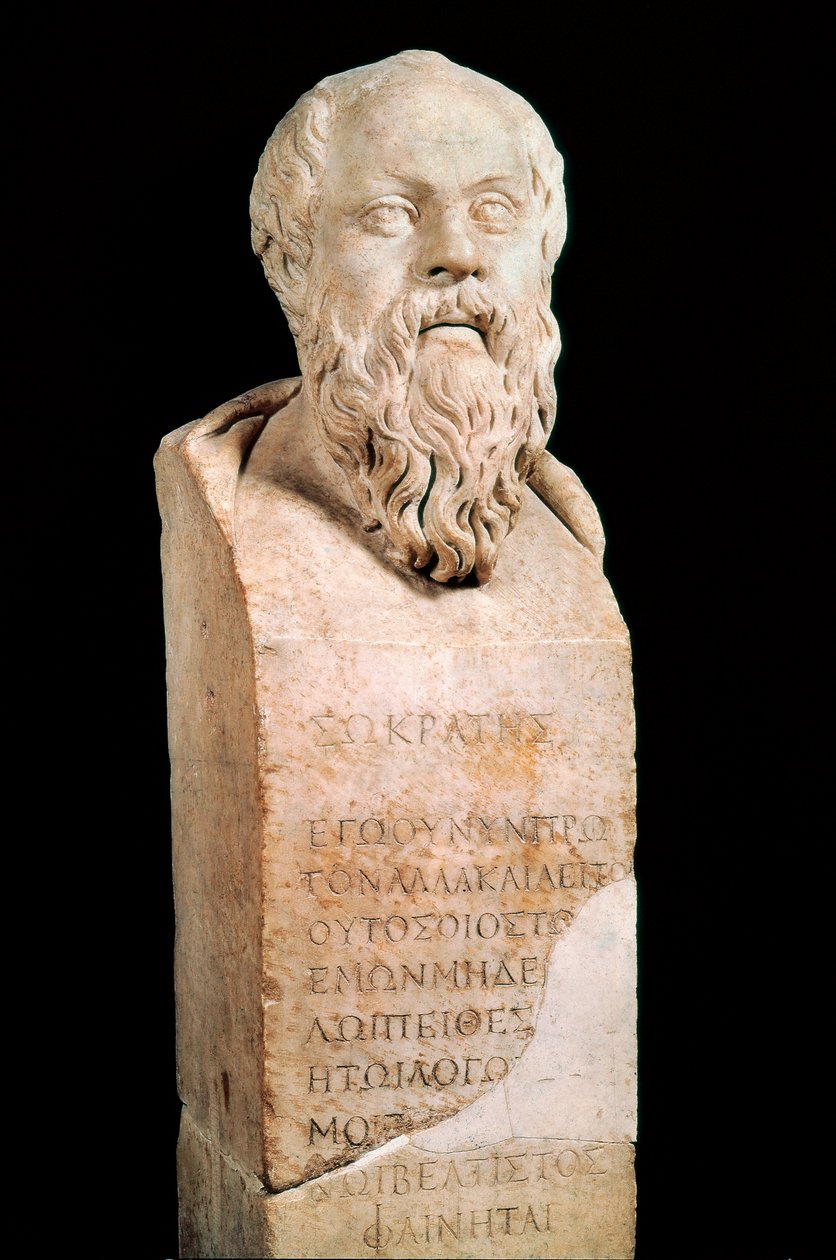 Buste af Sokrates (470 f.Kr. - 399 f.Kr.) græsk filosof. Rom museum capitolini. af Roman Roman