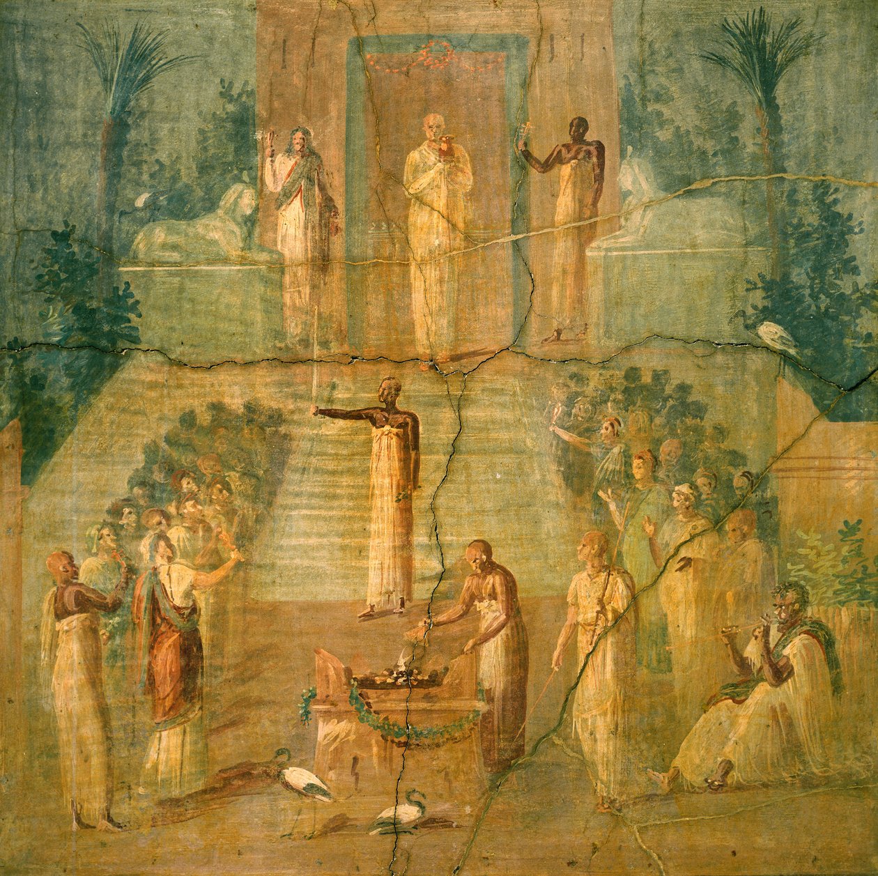 Ceremoni for Isis-kulten, fra Pompeii (fresko) af Roman Roman