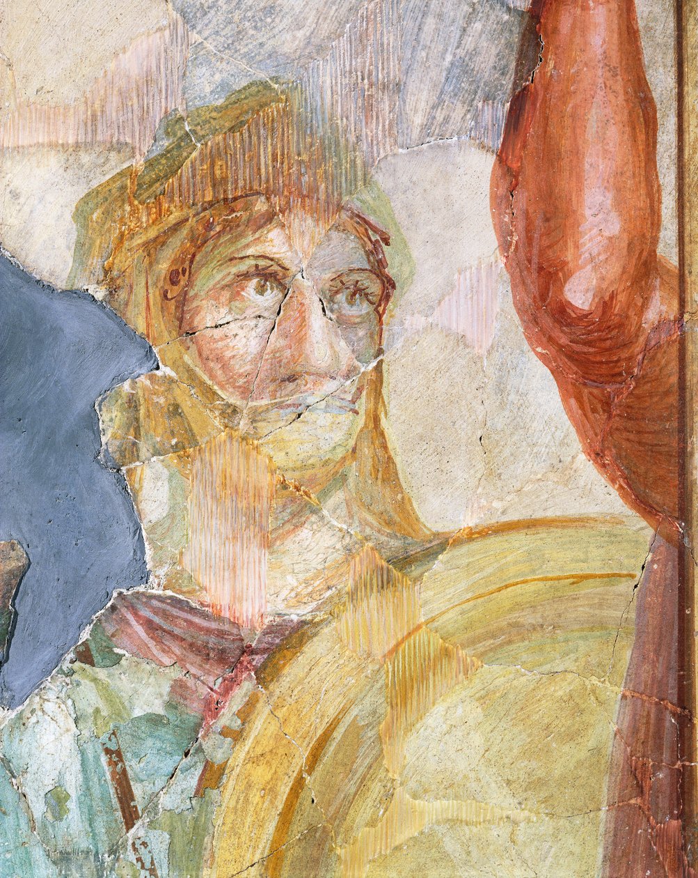 Yksityiskohta Aleksanterin (Ares) ja Stateiran (Aphrodite) hää freskosta, fresko alueella 6 West Island 39, Pompei (UNESCO:n maailmanperintöluettelo) af Roman Roman