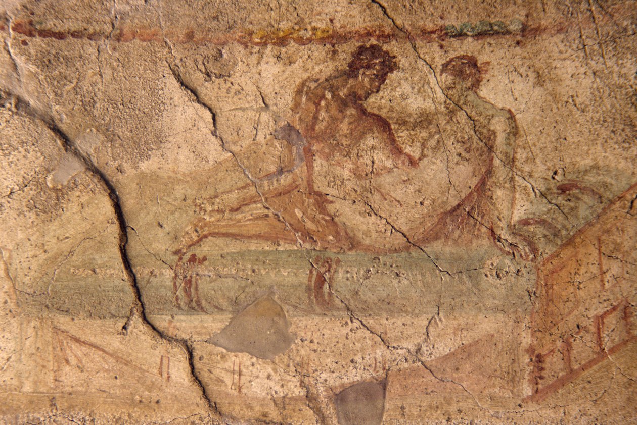 Erotisk freskomaleri fra Lupanar, Pompeji (UNESCOs verdensarvsliste af Roman Roman