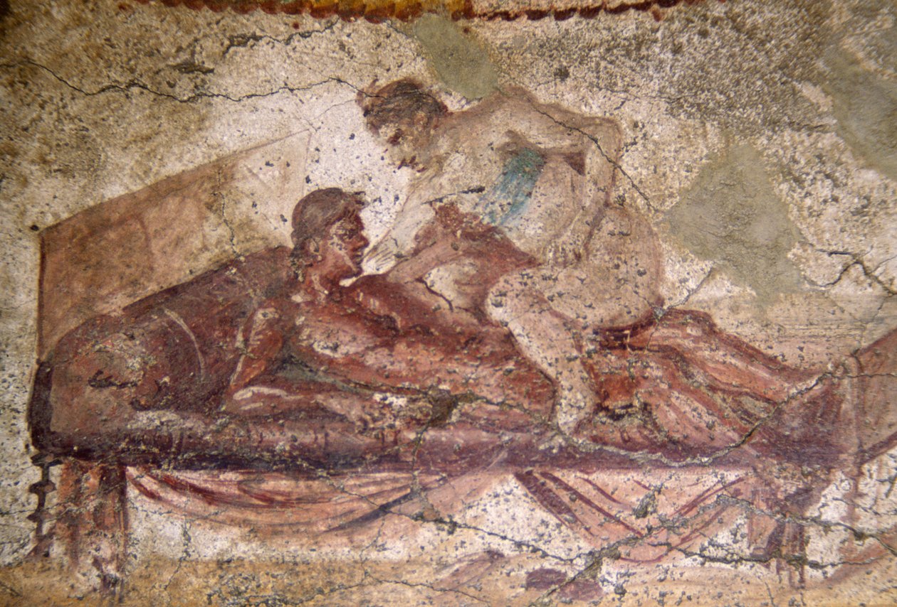 Erotisk freskomaleri fra Lupanar, Pompeji (UNESCOs verdensarvsliste af Roman Roman