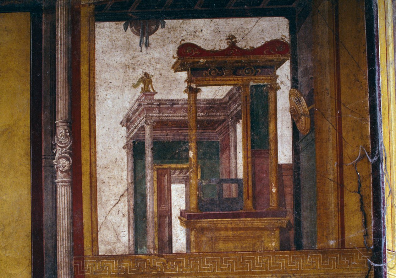 Fantastiske arkitekturer, fresko fra oecus i Vettii-huset, Pompeji (UNESCOs verdensarvsliste af Roman Roman