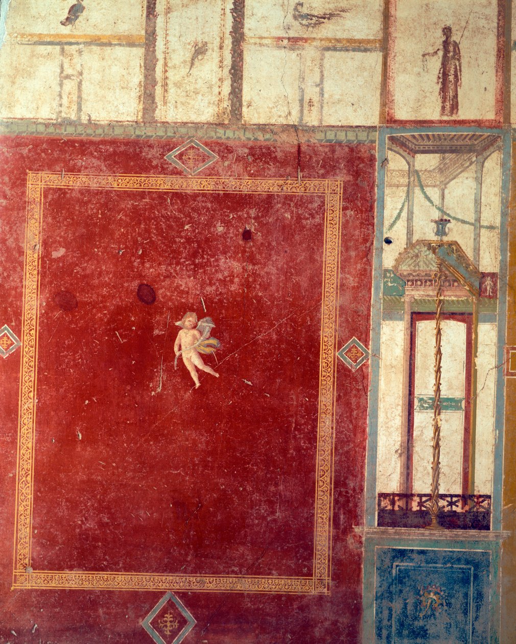 Neljännen tyylin Pompeian fresko, Pinario Cerialen talo, Pompeiji, Campania, Roomalainen sivilisaatio af Roman Roman