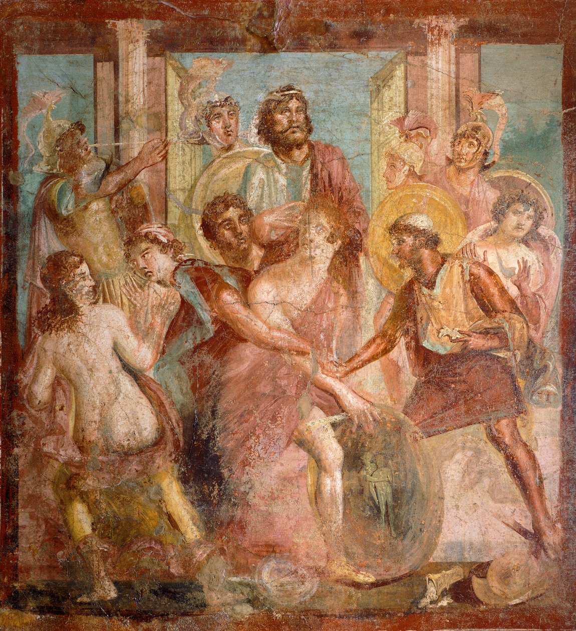 Fresko, joka kuvaa Akhilleusta ja Sciroa, Pompejista, Campaniasta, roomalaisesta sivilisaatiosta af Roman Roman