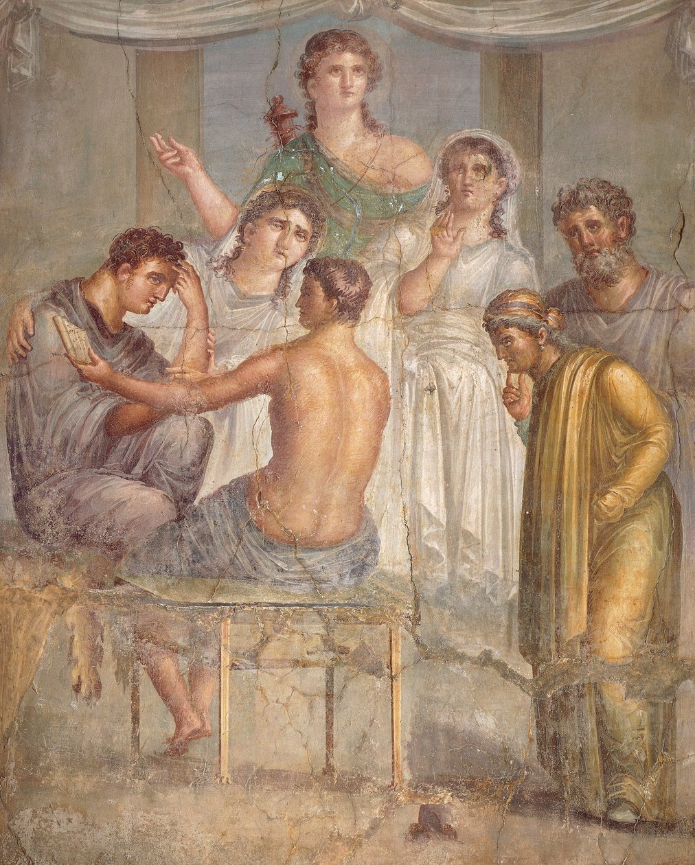 Fresko af Admetus og Alcestis, fra basilikaen i Herculaneum, Campania, romersk civilisation af Roman Roman