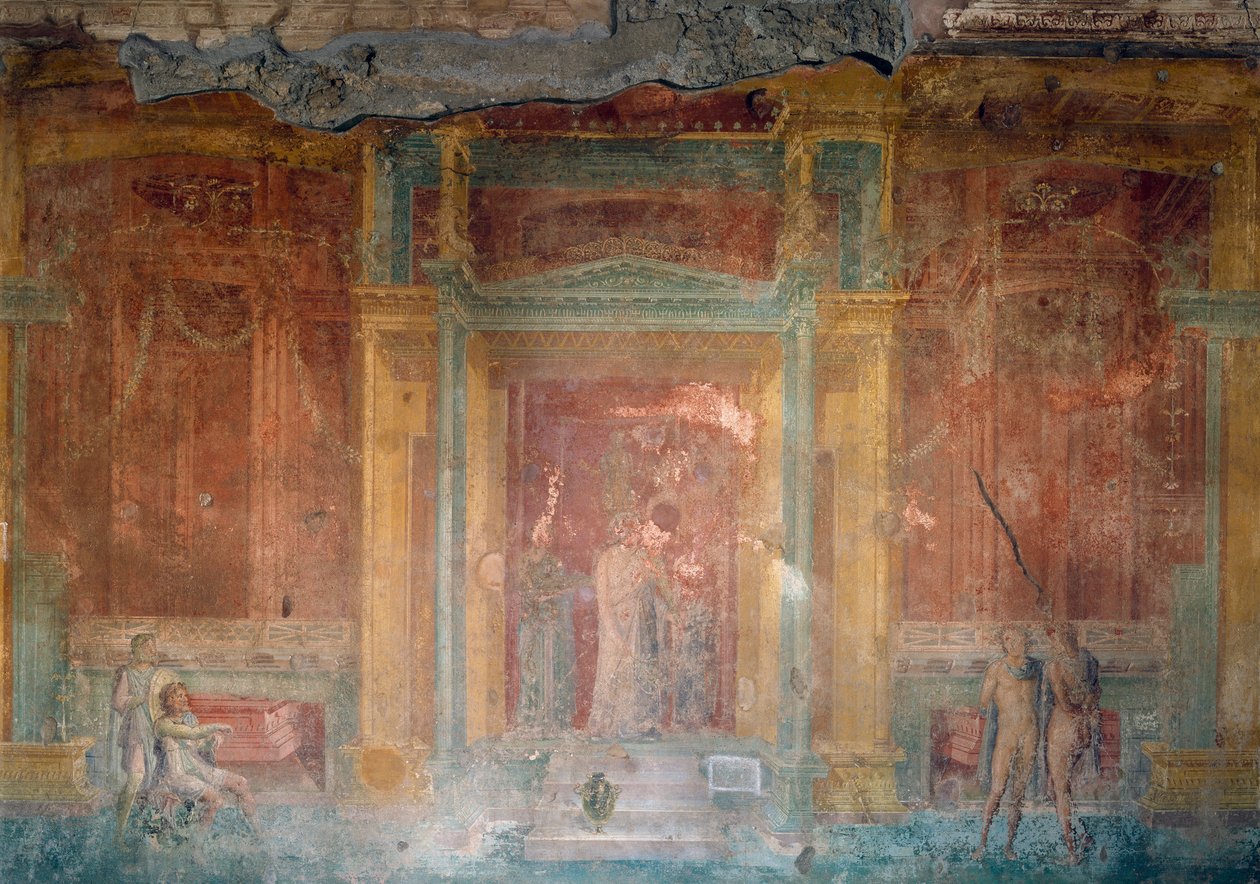 Kalkmaleri, der afbilder Iphigenia i Tyren, Pinarius Cerialis hus, Pompeji (Unesco Verdensarv), Campania, Italien, romersk civilisation af Roman Roman