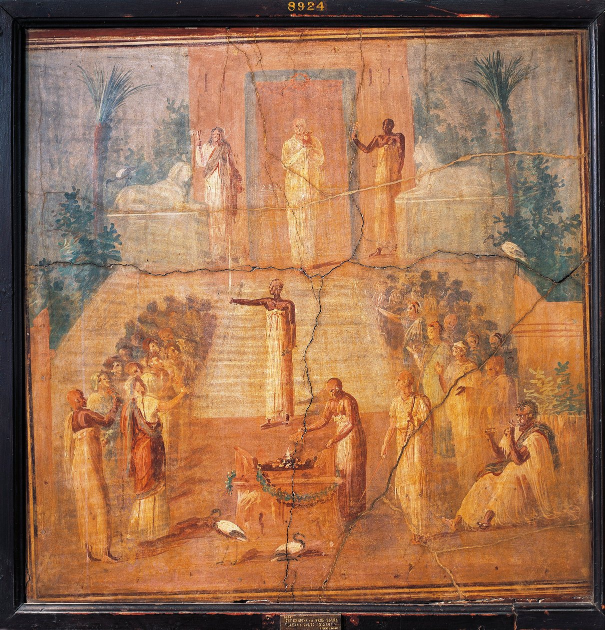 Fresko, der forestiller Isis-tilbedelse, fra Ercolano, Napoli-provinsen, Italien af Roman Roman