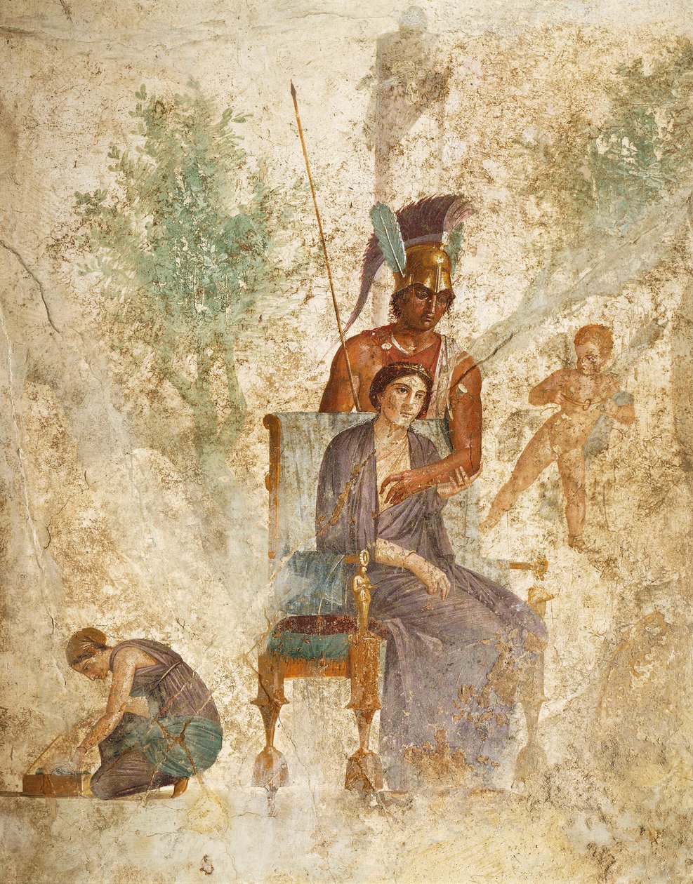 Fresko af Mars og Venus med kærlighed, Pompeji, Campania, romersk civilisation af Roman Roman