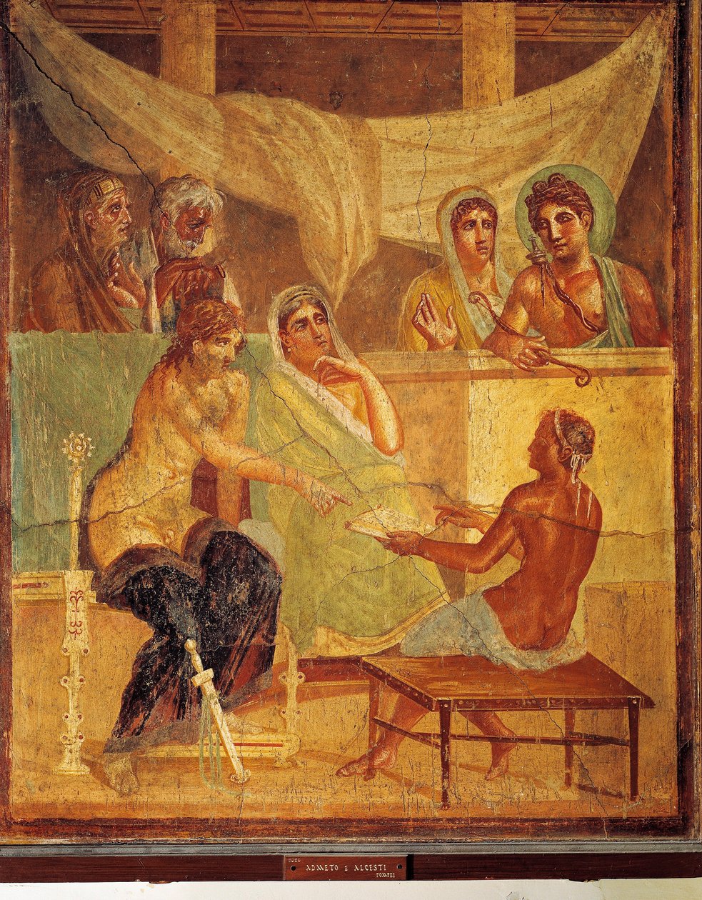 Fresco-skildring og A.D.metus og Alcestis rådgivende orakel, fra House of Tragic Poet, Pompei, Italien af Roman Roman