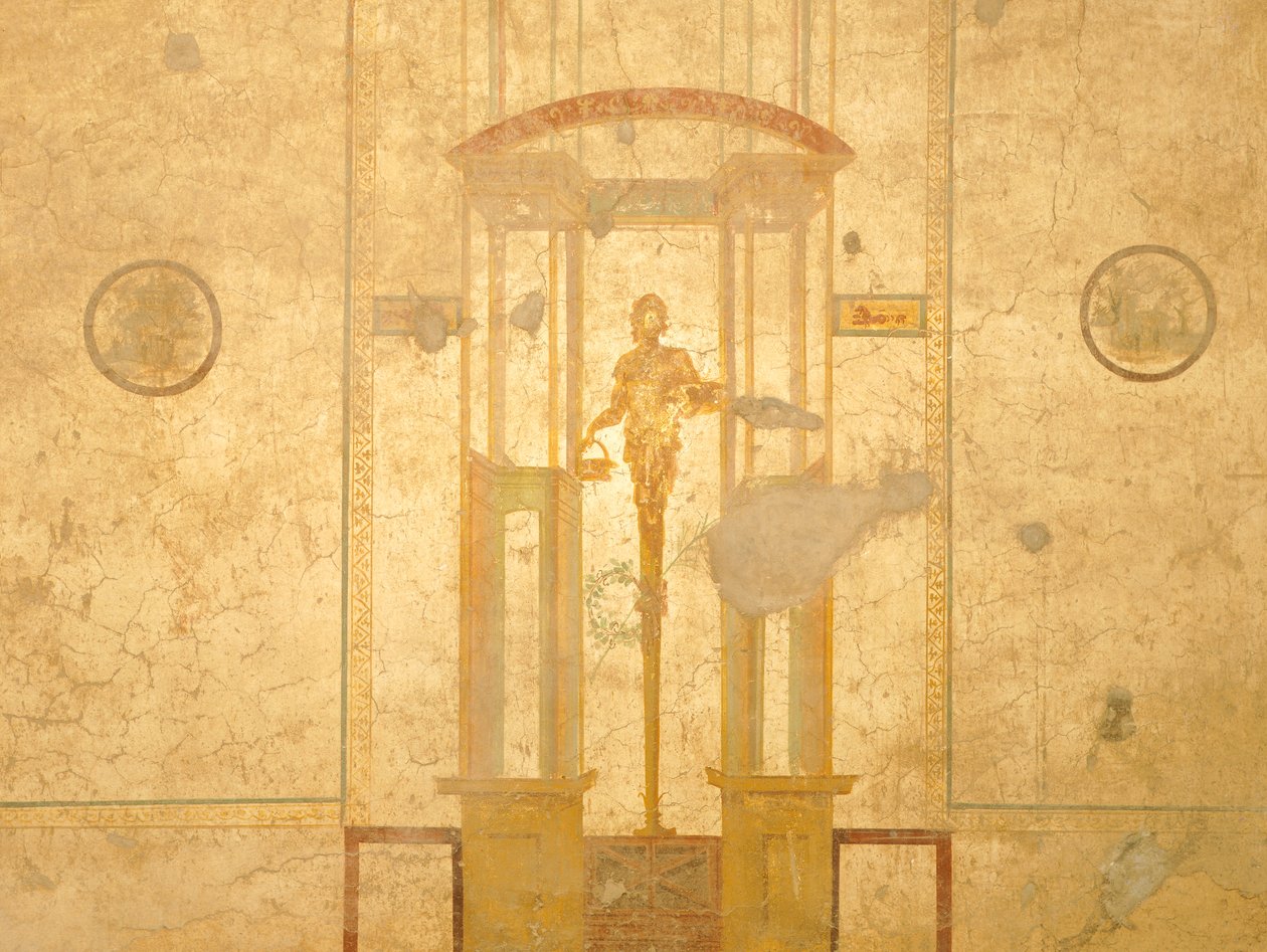 Fresko af karyatid fra House of Lovers, Pompeji, Campania, romersk civilisation af Roman Roman