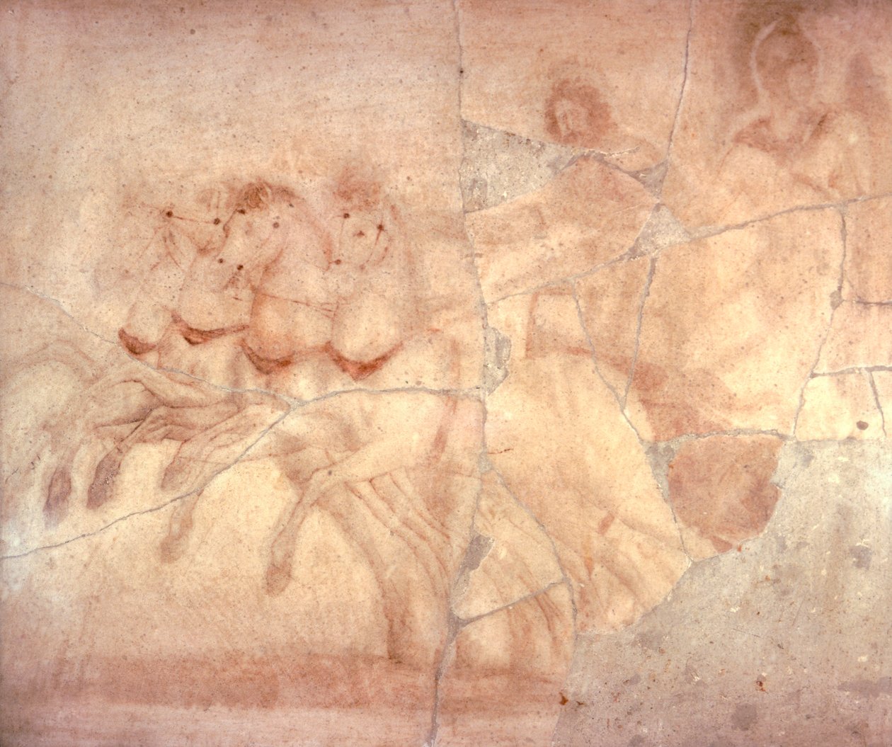 Fresko af vogn med vognmand, fra Herculaneum, romersk civilisation af Roman Roman