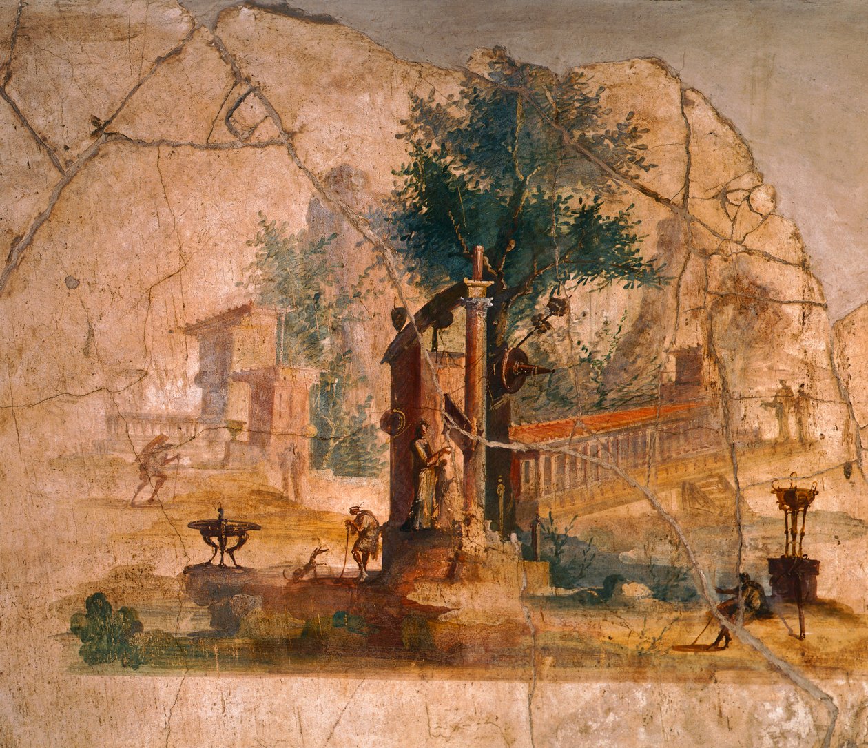 Kalkmaleri, der viser landskab, fra Agrippa Postumus villa, Pompeji (UNESCOs verdensarvsliste af Roman Roman