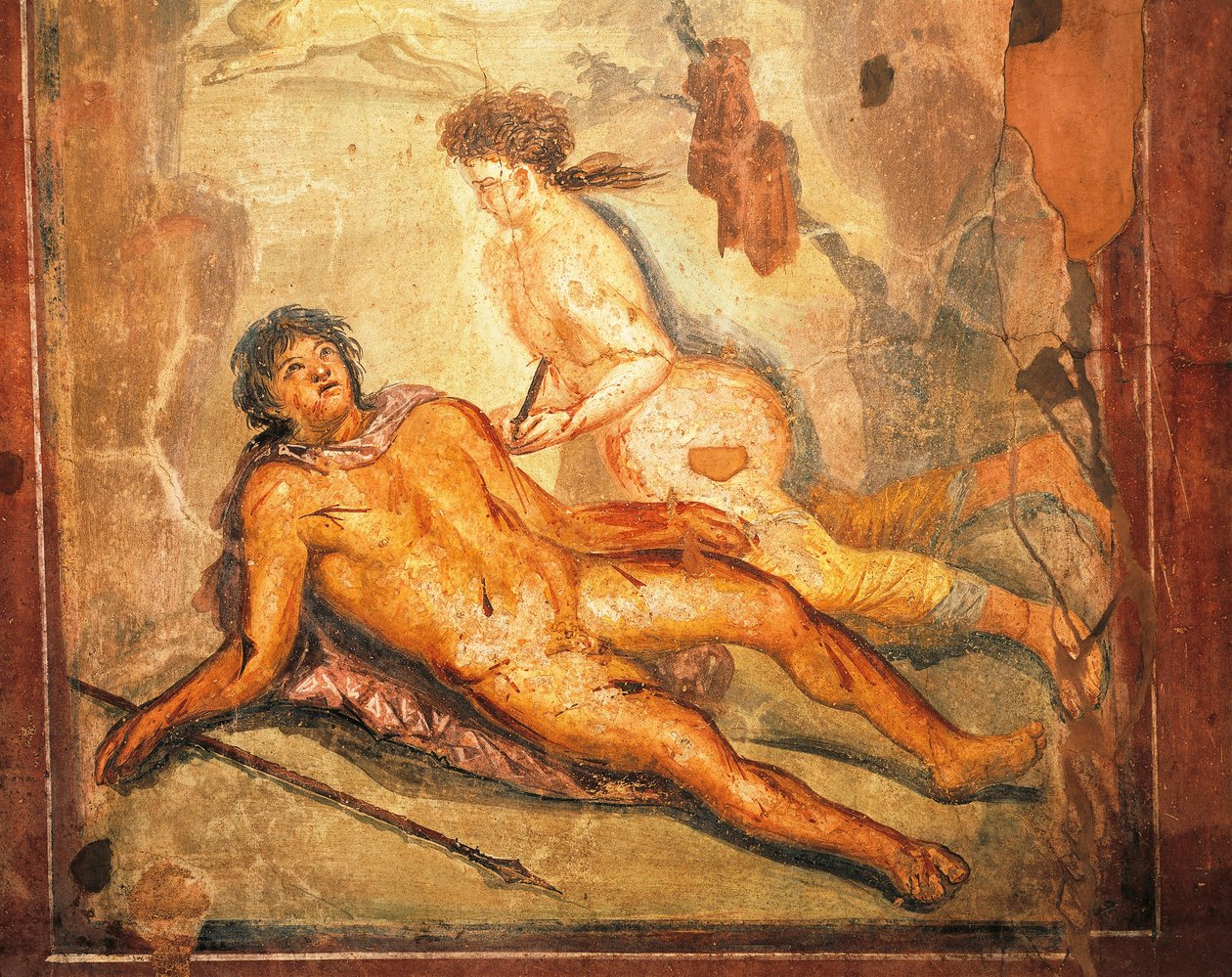Fresko, der skildrer myten om Pyramus og Thisbe, Loreius Tiburtinos hus, Pompeji, Campania, romersk civilisation af Roman Roman
