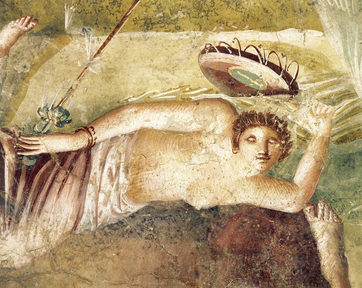 Fresko af sovende Maenad, fra House of Citharist, Pompei, Italien af Roman Roman