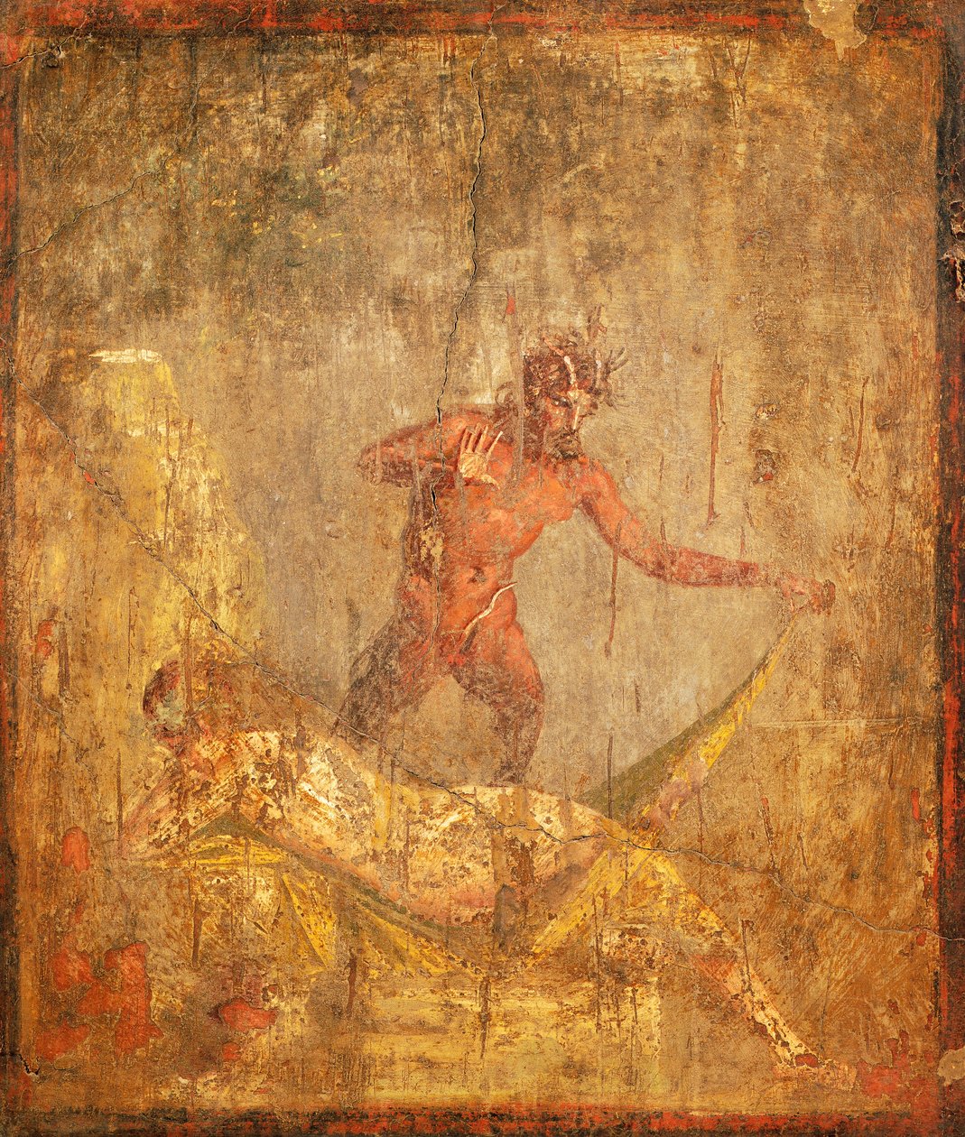 Fresco med et erotisk motiv, der forestiller nymfe og pan fra Pompeji (UNESCOs verdensarvsliste af Roman Roman