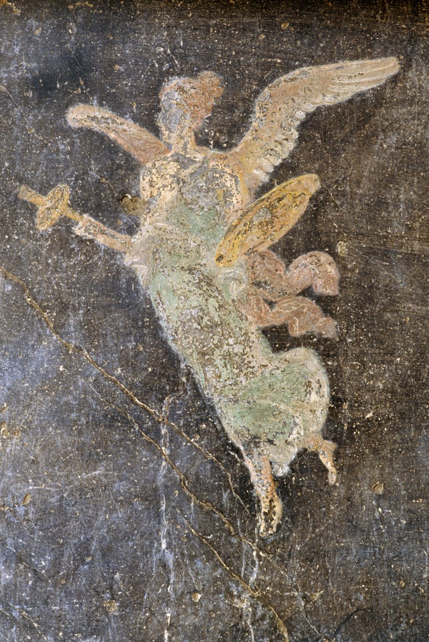 Fresko, jossa siivekäs hahmo, oikea siipi House of Vettii -rakennuksessa Pompejissa (UNESCOn maailmanperintöluettelo) af Roman Roman