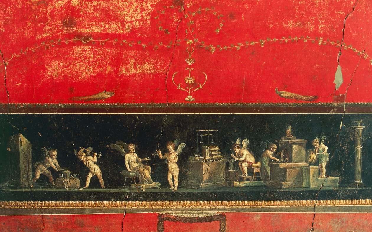 Frise med amor, House of Vettii, Pompeji (Unescos verdensarvsliste af Roman Roman