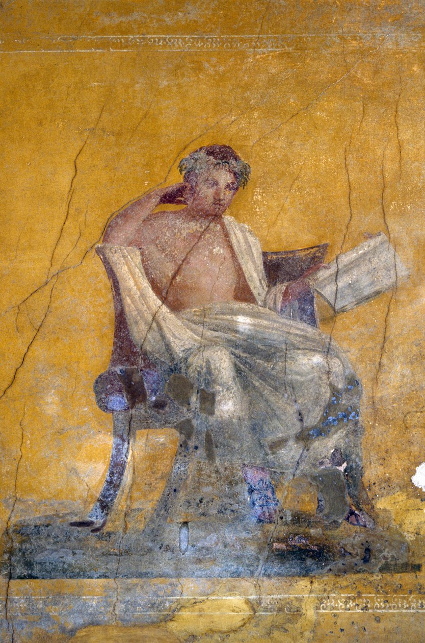 Græsk digter Menander, fresko fra House of Menander, Pompeji (UNESCOs verdensarvsliste af Roman Roman