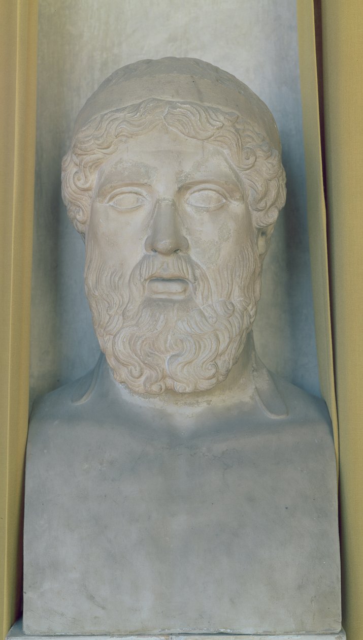 Hermetisk buste af Anacreon (marmor) af Roman Roman