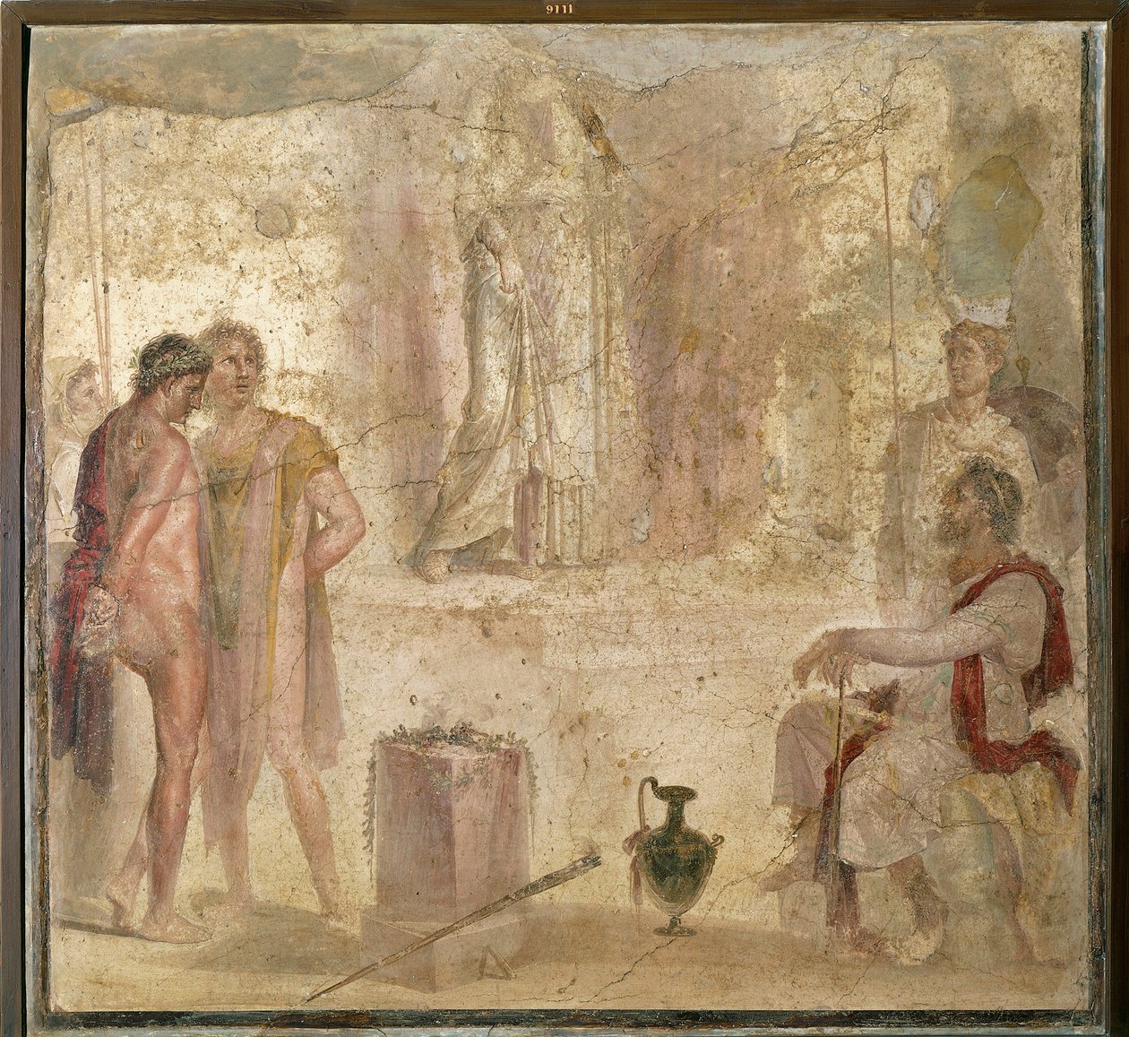 Italien, Campania, Pompei, House of Golden Cupids, Orestes og Pylades før Iphigenia, fresco af Roman Roman