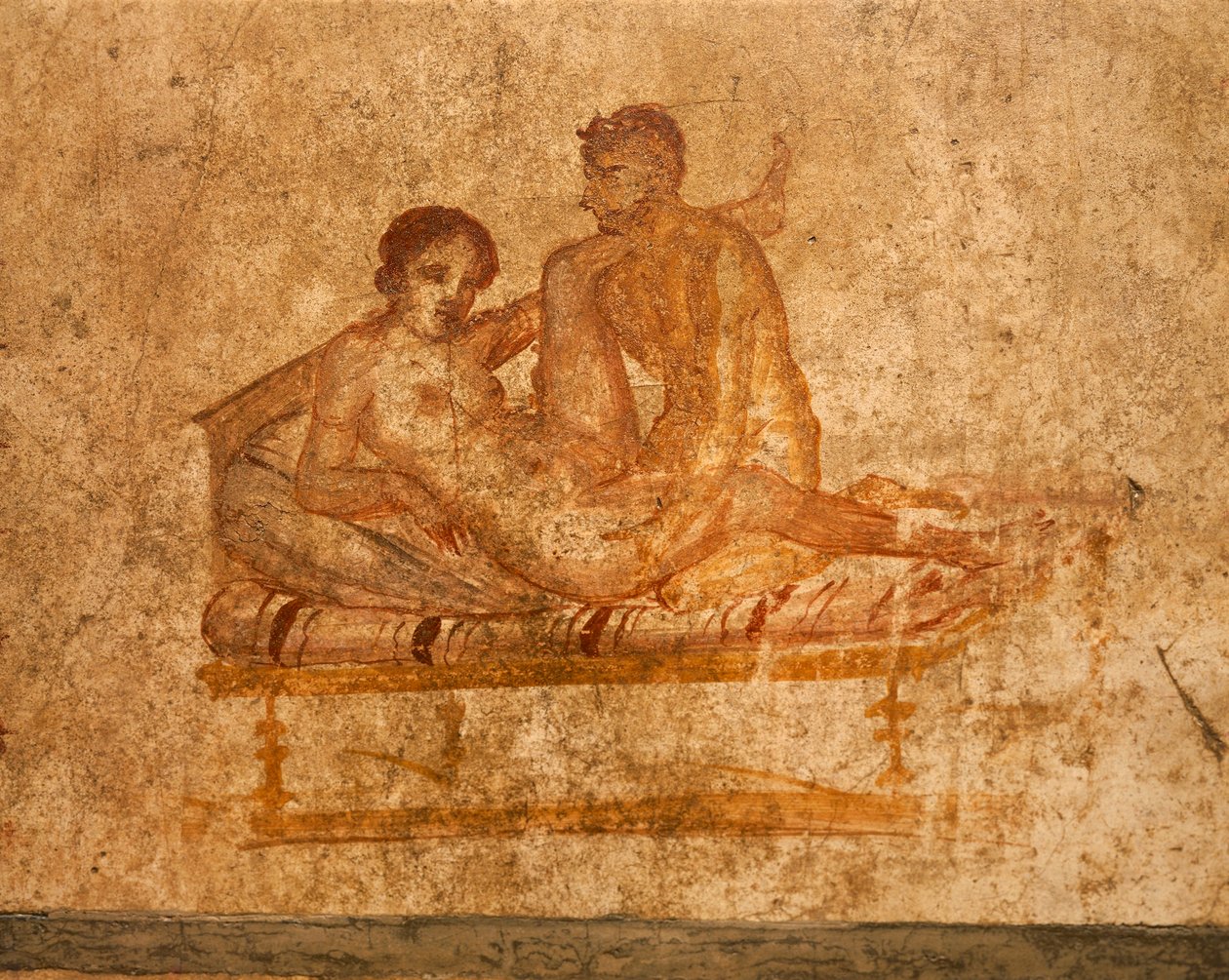 Italien, Campania-regionen, Napoli-provinsen, Pompei, House of Vettii, Erotisk fresco af Roman Roman