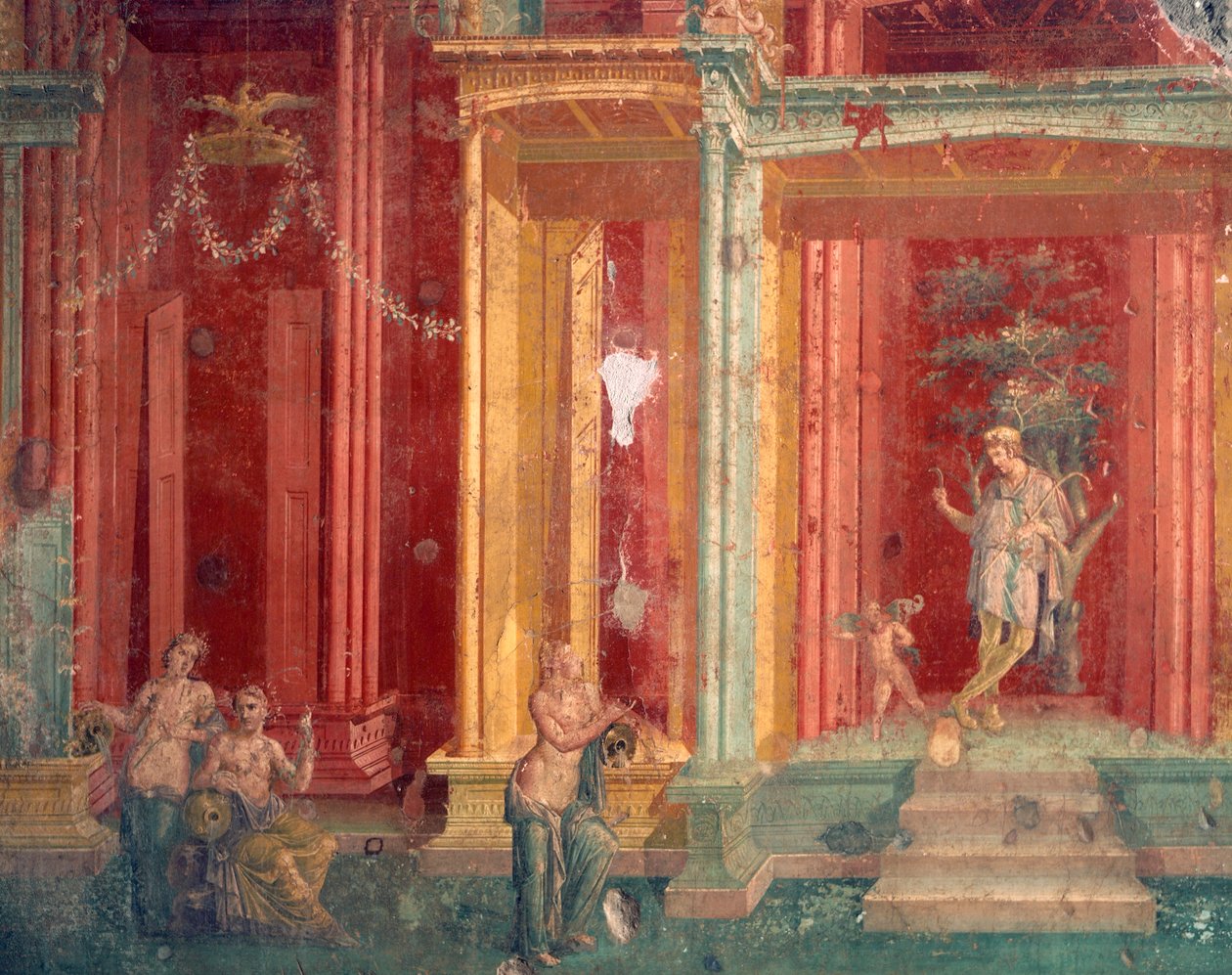 Italien, Napoli-provinsen, Campania-regionen, Pompeji, House of Loreio Tiburtino, Fresco af Roman Roman