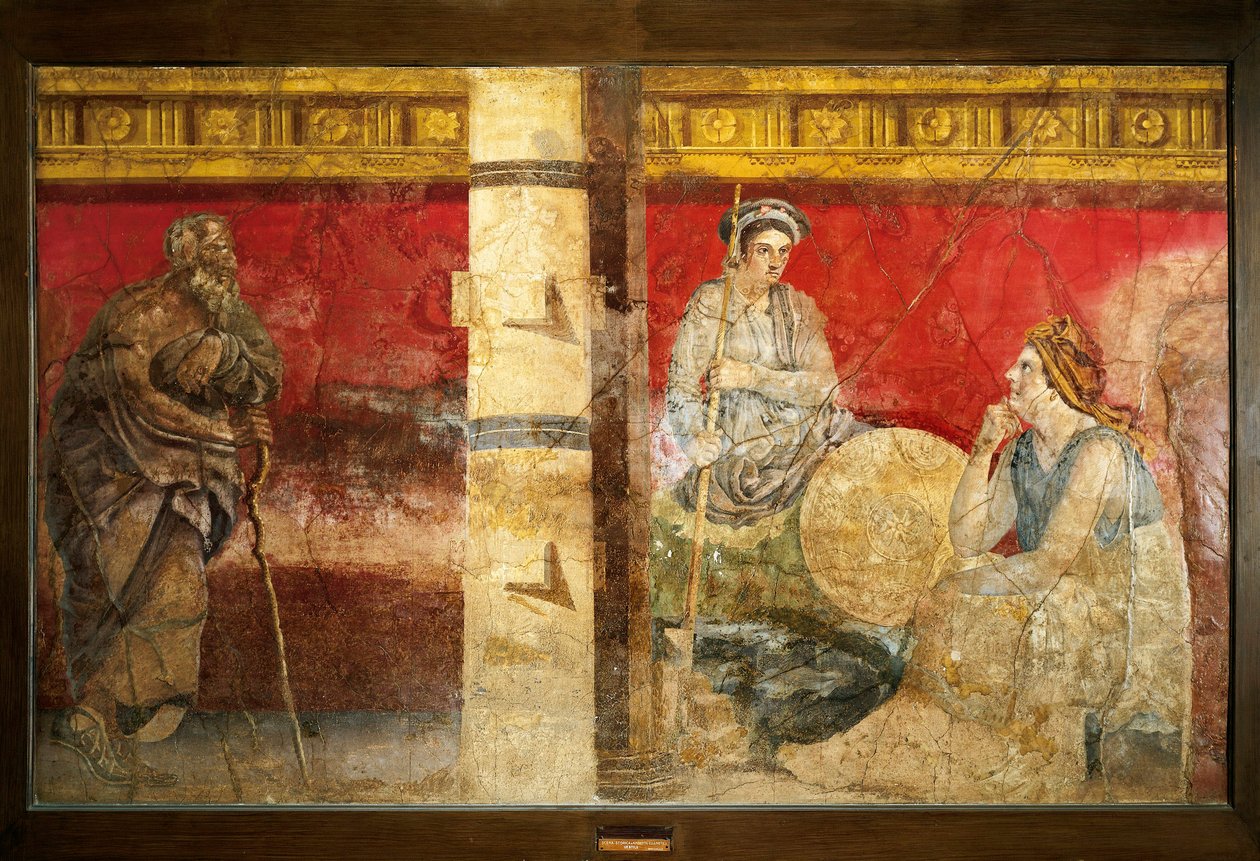 Macedoines kongefamilie og en filosof. Fresco 325x199 cm. Fra Boscoreale, nær Napoli. Museo nazionale archeologico, Napoli (Napolis arkæologiske museum) af Roman Roman