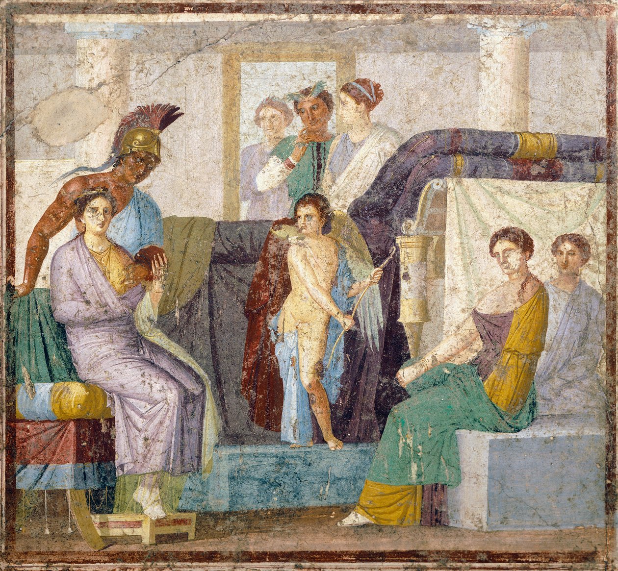 Venuksen ja Marsin avioliitto, tabliiniseinämaalaus Marco Lucrezio Fronton talosta, Pompejista, Campaniasta, roomalaisesta sivilisaatiosta af Roman Roman