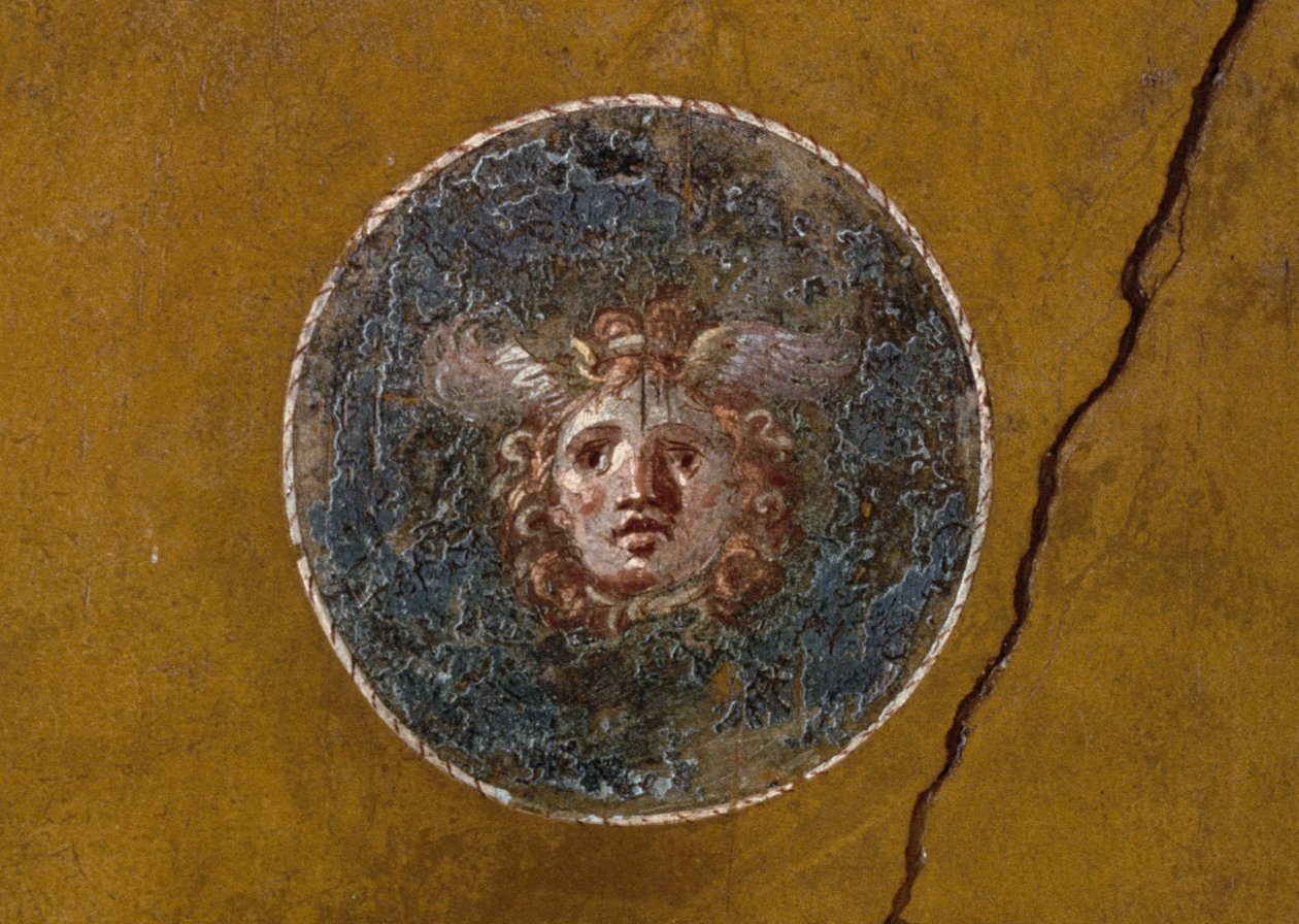 Medaljon med Gorgons hoved, højre fløj i House of Vettii, Pompeji (UNESCOs verdensarvsliste af Roman Roman