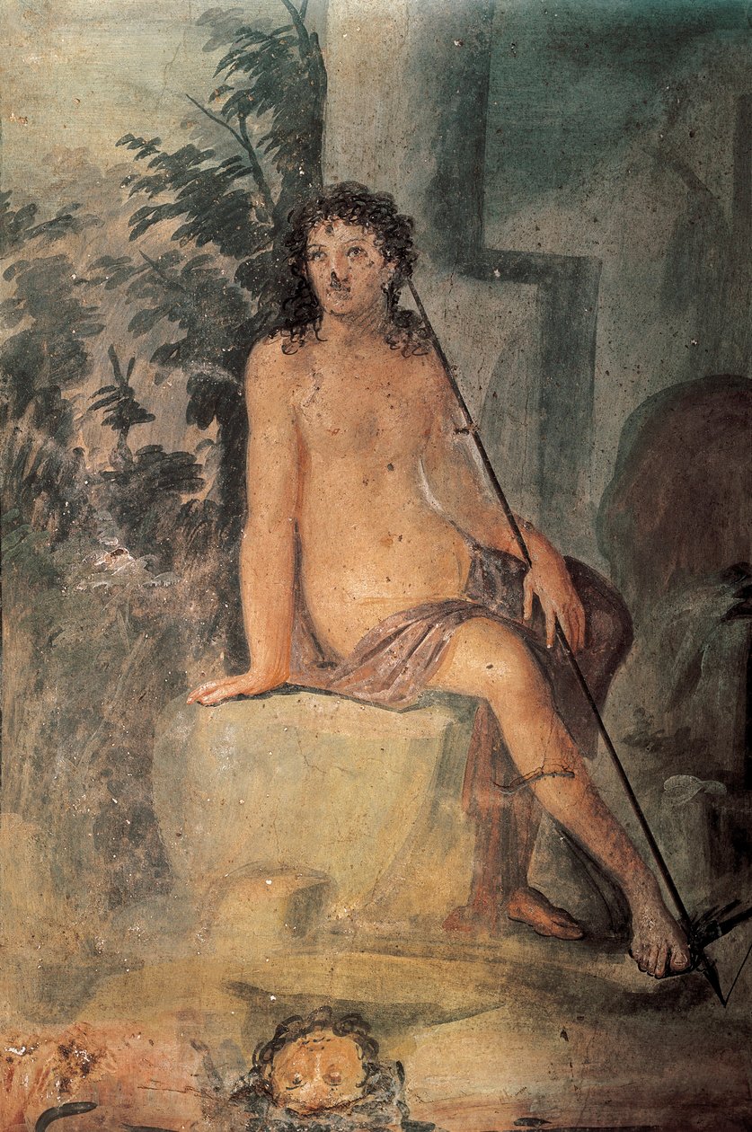 Narcissus ved springvandet, fresko fra House of Loreio Tiburtino, Pompeji, Campania, romersk civilisation af Roman Roman