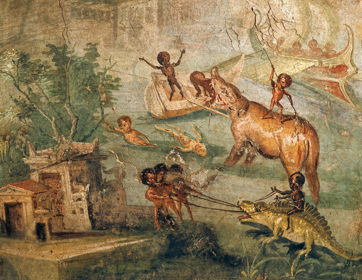 Nilotic maisema pygmeillä, House of Physician Pompejista af Roman Roman