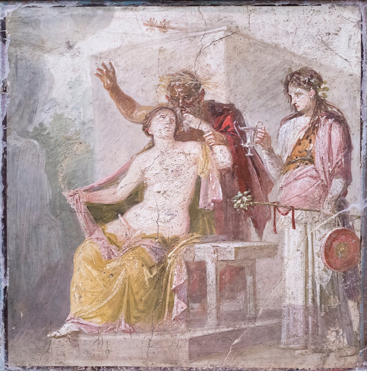 Gammel satyr og hermafrodit, 50-79 e.Kr. (fresko) af Roman Roman