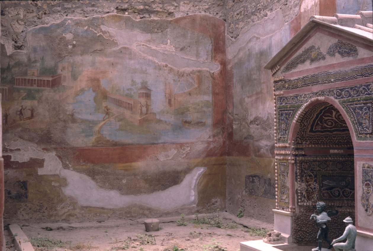 Pompeji, Casa de Diana og amfitritfontæne og vægmaleri, Italien (foto) af Roman Roman