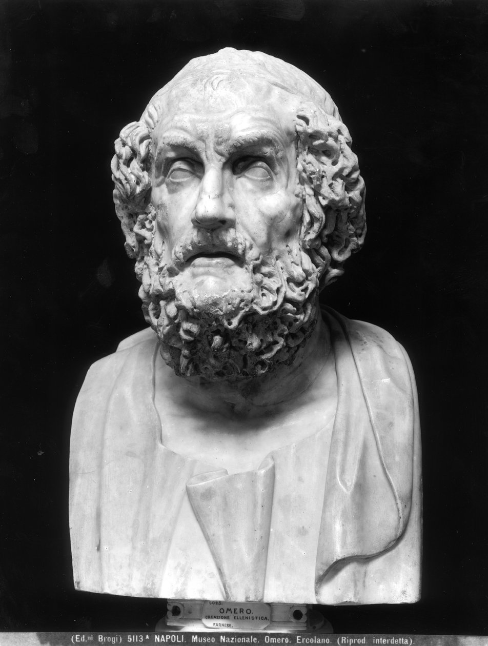 Portrætbuste af Homer, kopi efter en græsk hellenistisk original (marmor) (s/h foto) af Roman Roman