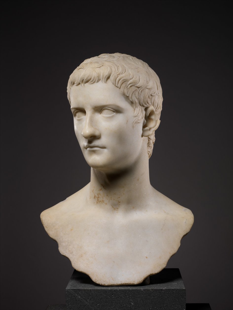 Portrætbuste af kejser Gaius, kendt som Caligula, 37-41 AD (marmor) af Roman Roman