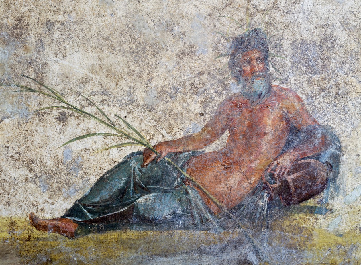 Flodgud, fresko fra Pompeji, Campania, Italien, romersk civilisation af Roman Roman