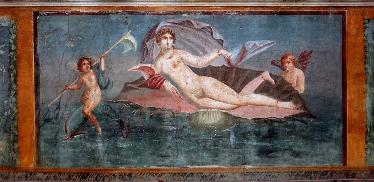 Romersk kunst: "" Venus "" Fresko af Venus-huset i konkylien 1. århundredes Pompei, Italien - Romersk kunst: Venus. Fresko fra House of Venus i Conch. 1. århundrede. Pompeji, Italien af Roman Roman