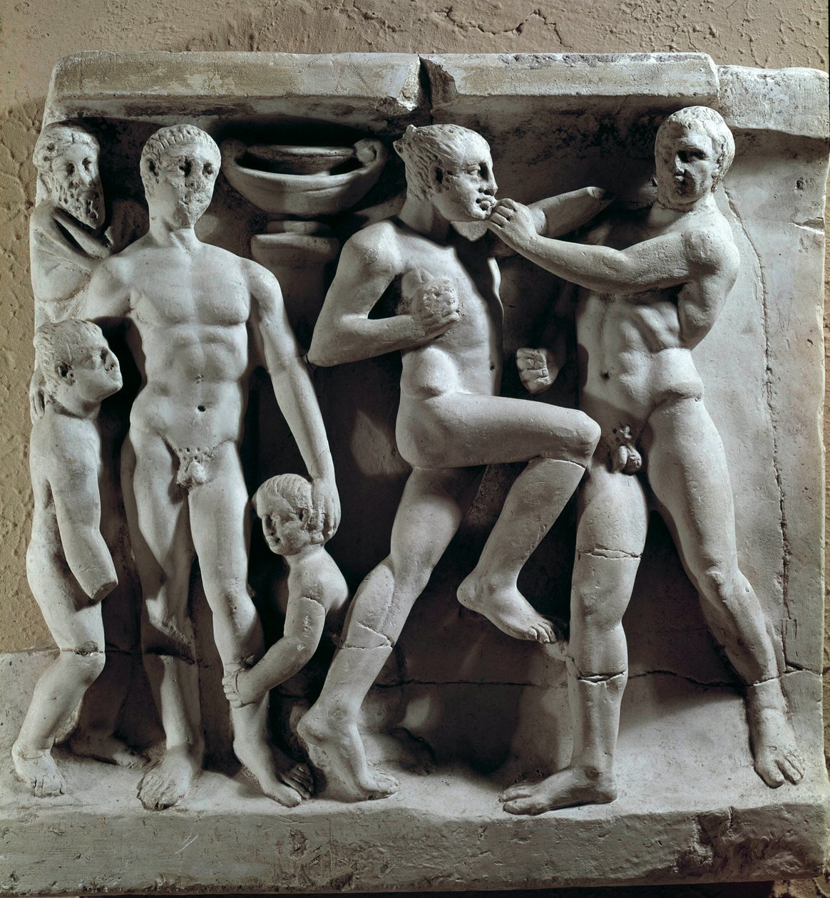 Romersk kunst: boksescene. Lav lindring. Museum for romersk civilisation, Rom af Roman Roman