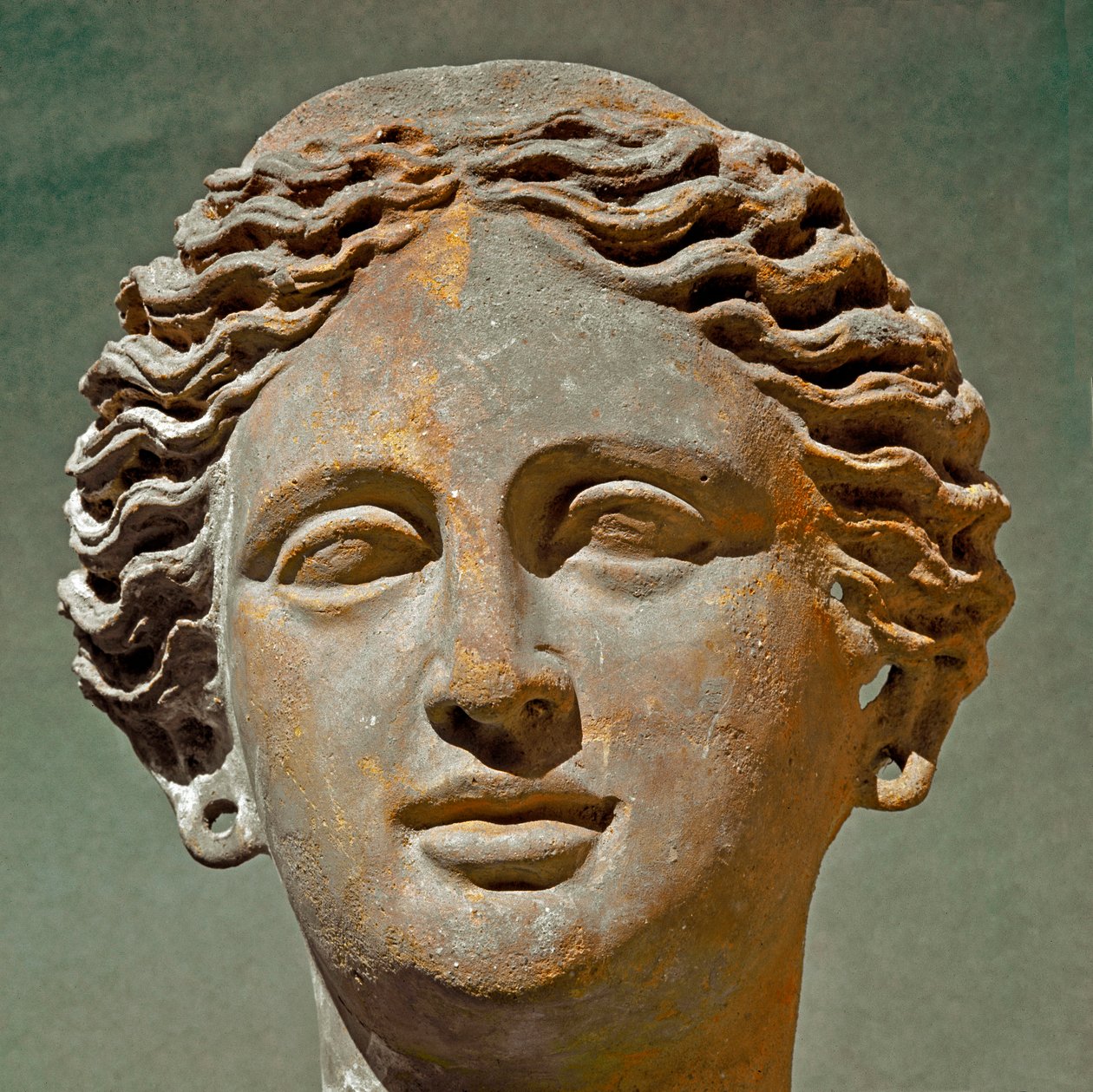 Romersk kunst: portræt af en kvinde. Terracotta skulptur fra den republikanske æra. 6.-1. århundrede f.Kr. Cagliari, Nationalt Arkæologisk Museum, Sardinien, Italien af Roman Roman