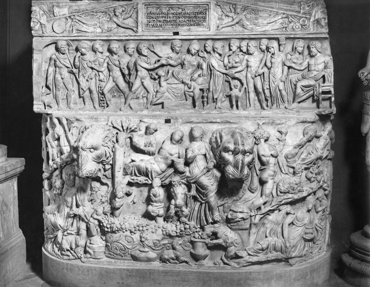 Sarkofag skildrer Alcestis død (marmor) (s/h foto) af Roman Roman