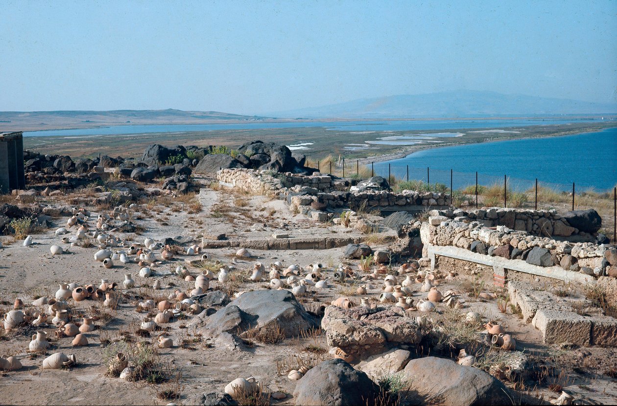 Udsigt over byen Tharros, gammel Punico-romersk havn, grundlagt af fønikerne på Sardinien, Italien af Roman Roman