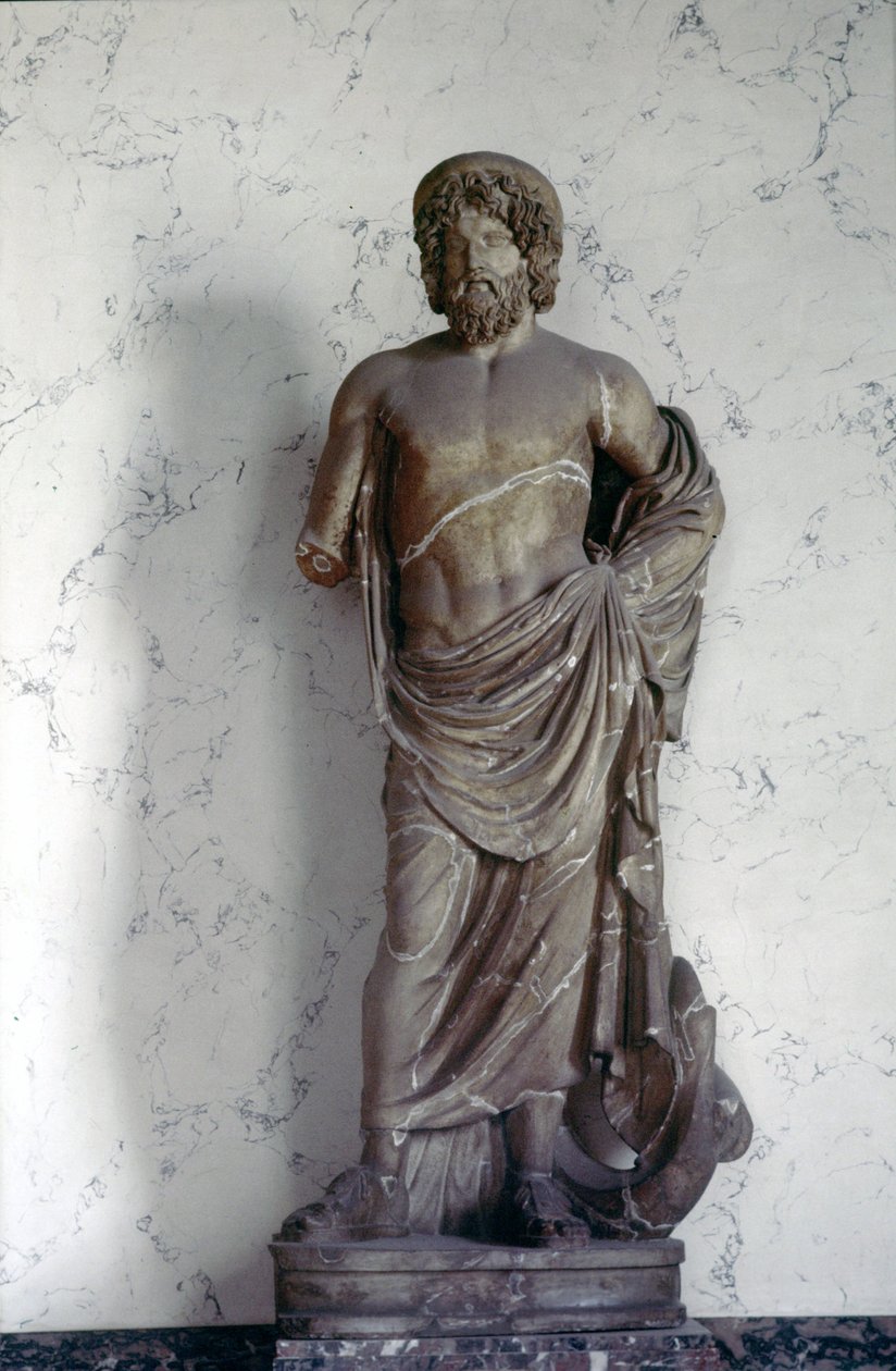 Statue af Asclepius, medicinens gud i den romerske religion. Louvre-museet, Paris. af Roman Roman