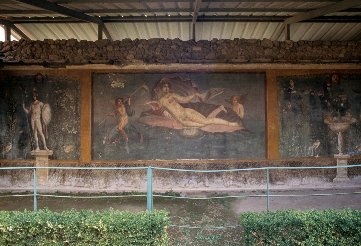 Venus i skal, fresko fra peristylium i House of Venus in Shell, Pompeji (UNESCOs verdensarvsliste af Roman Roman