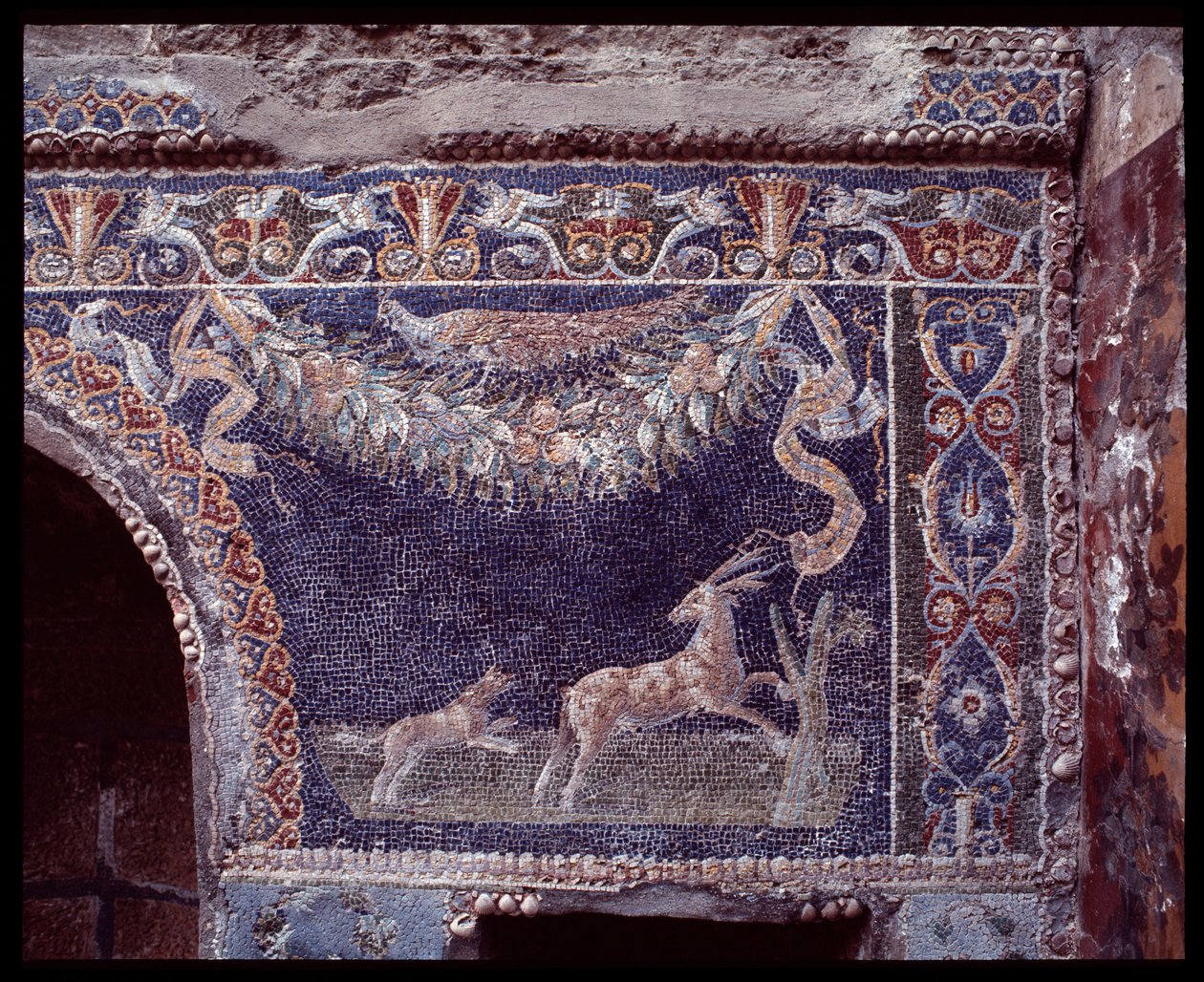 Vægmosaikker af nymfæet i huset Nettuno e Amphitrite, stedet for Herculaneum, 5. århundrede f.Kr.-1. århundrede e.Kr. af Roman Roman