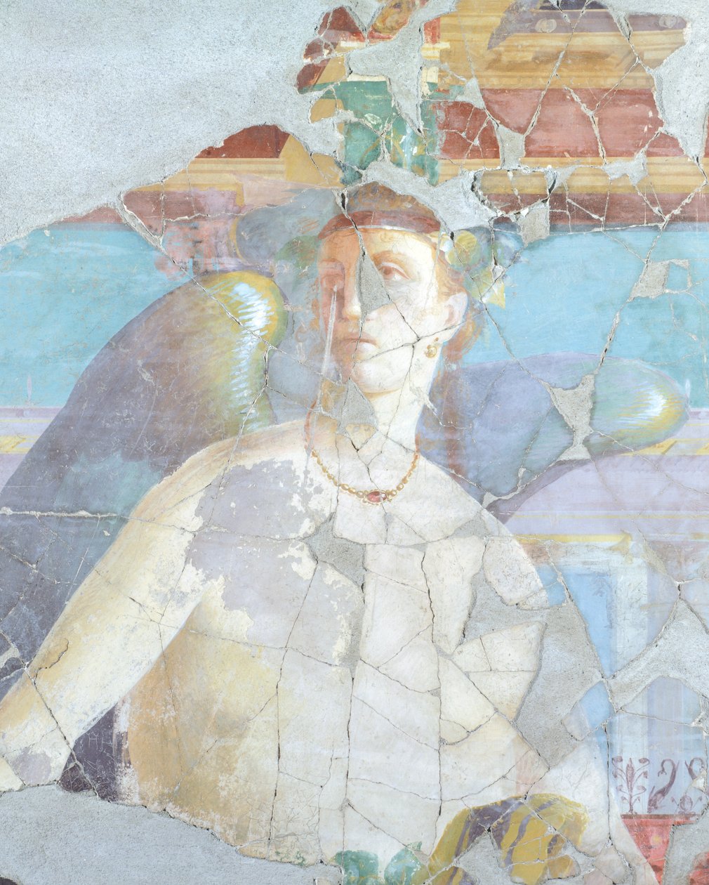 Bevinget kvinde, detalje af freskomaleri i House of Fabius Rufus, Pompeji, Campania, romersk civilisation af Roman Roman