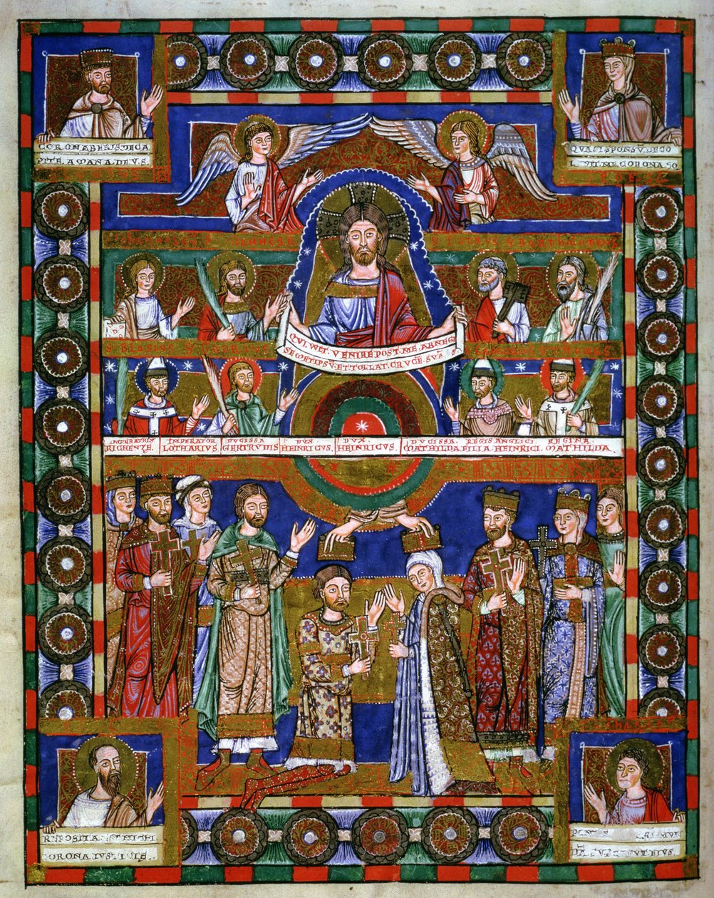 Kroningen af Henrik Løven og hans ægteskab med Matilda, fra Evangeliet om Løven Henrik af Romanesque