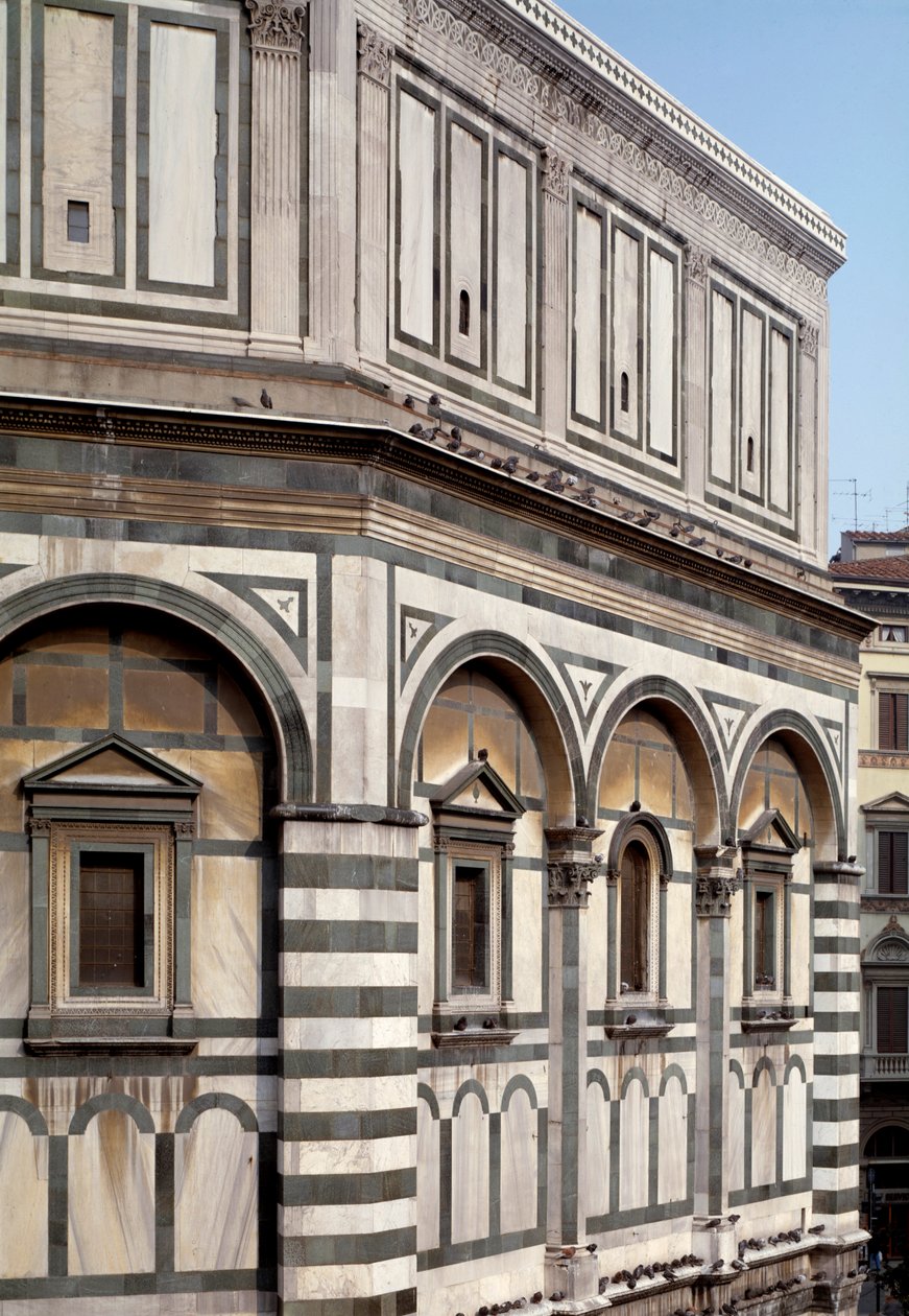 Udvendigt billede af dåbskapellet St John the Baptist (Florence Baptistery) af Romanesque