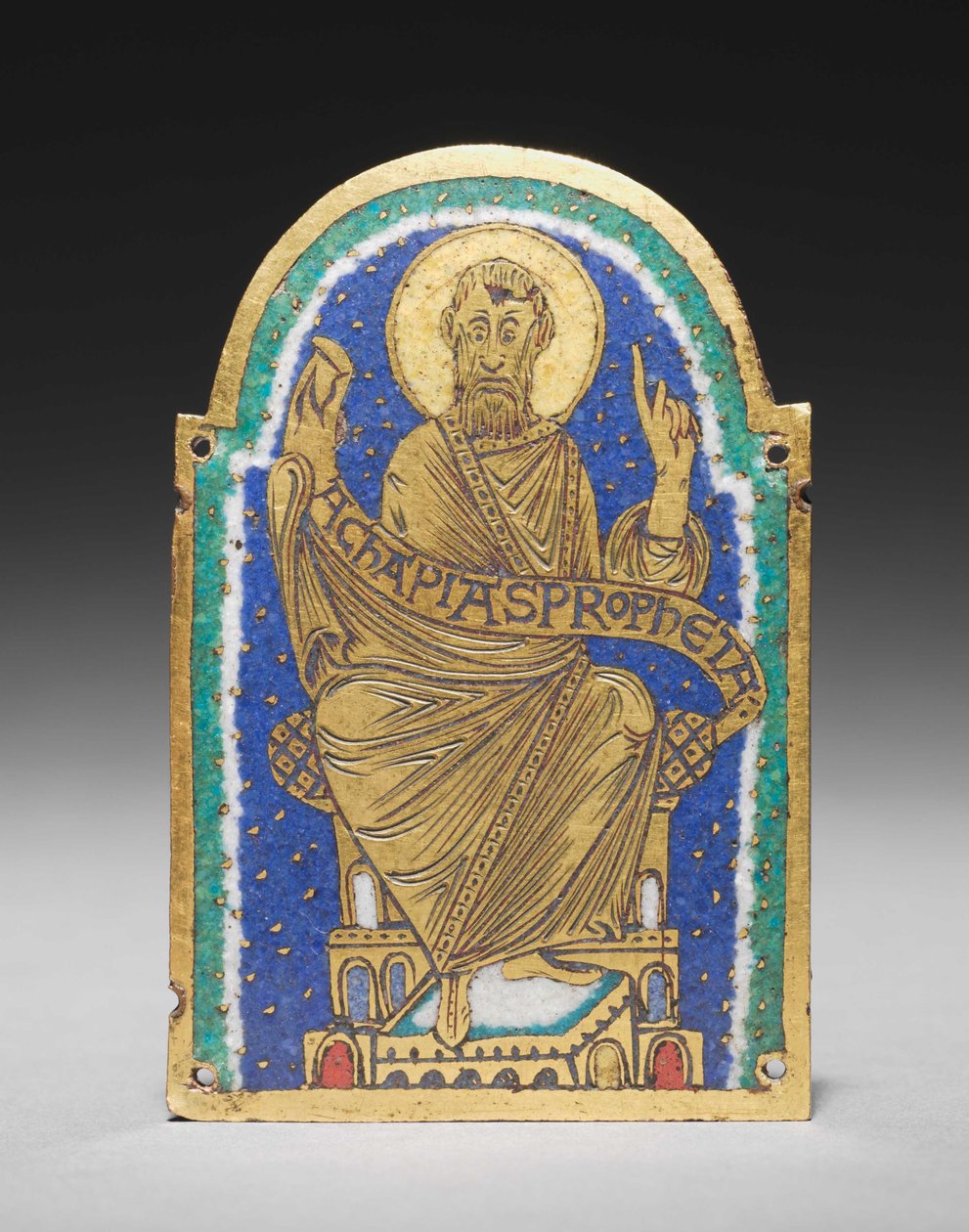 Plade: Siddende profet fra et relikvieskrin: Achapias af Romanesque