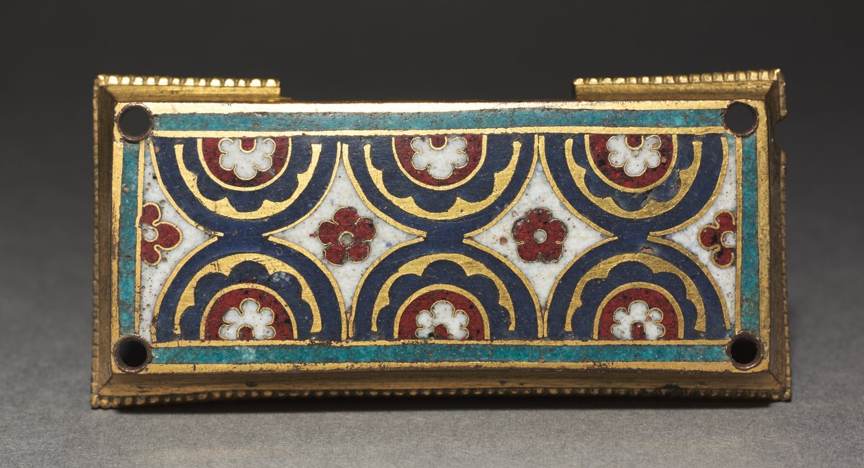 Plakett, sandsynligvis fra et relikvieskrin, ca. 1180-1190 (forgyldt kobber, champlevé og cloisonné-emalje) af Romanesque