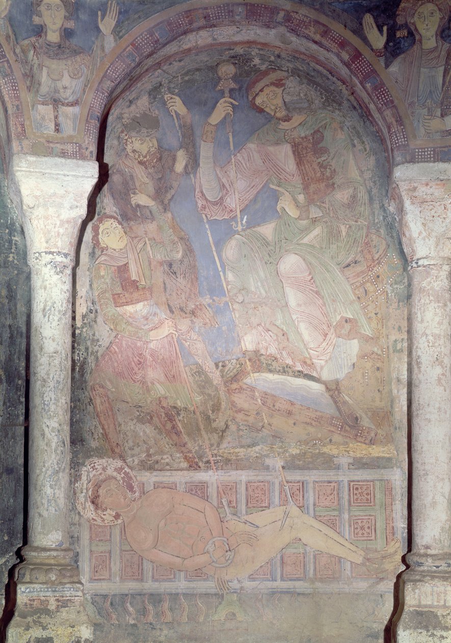 The Martyrium of St. Lawrence i nærværelse af præfekten Dacien, begyndelsen af det 12. århundrede af Romanesque